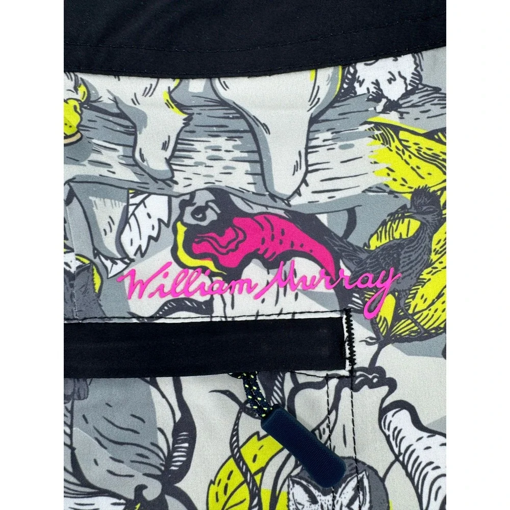 William Murray Hybrid Board Shorts Mens 36 Grey Animal Print Golf Swim Trunks‎